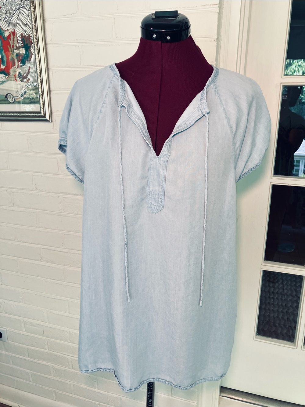 Liz Claiborne | Chambray Lyocell Tunic Blouse | Light Wash Blue  | Size L